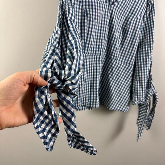 Universal Standard for J. Crew gingham plaid tie sleeve tunic top - Picture 4 of 11